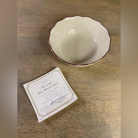 Vintage Lenox Rose Blossom Bowl Cream‎ Gold Trim Fine China Scalloped - Picture 9 of 11